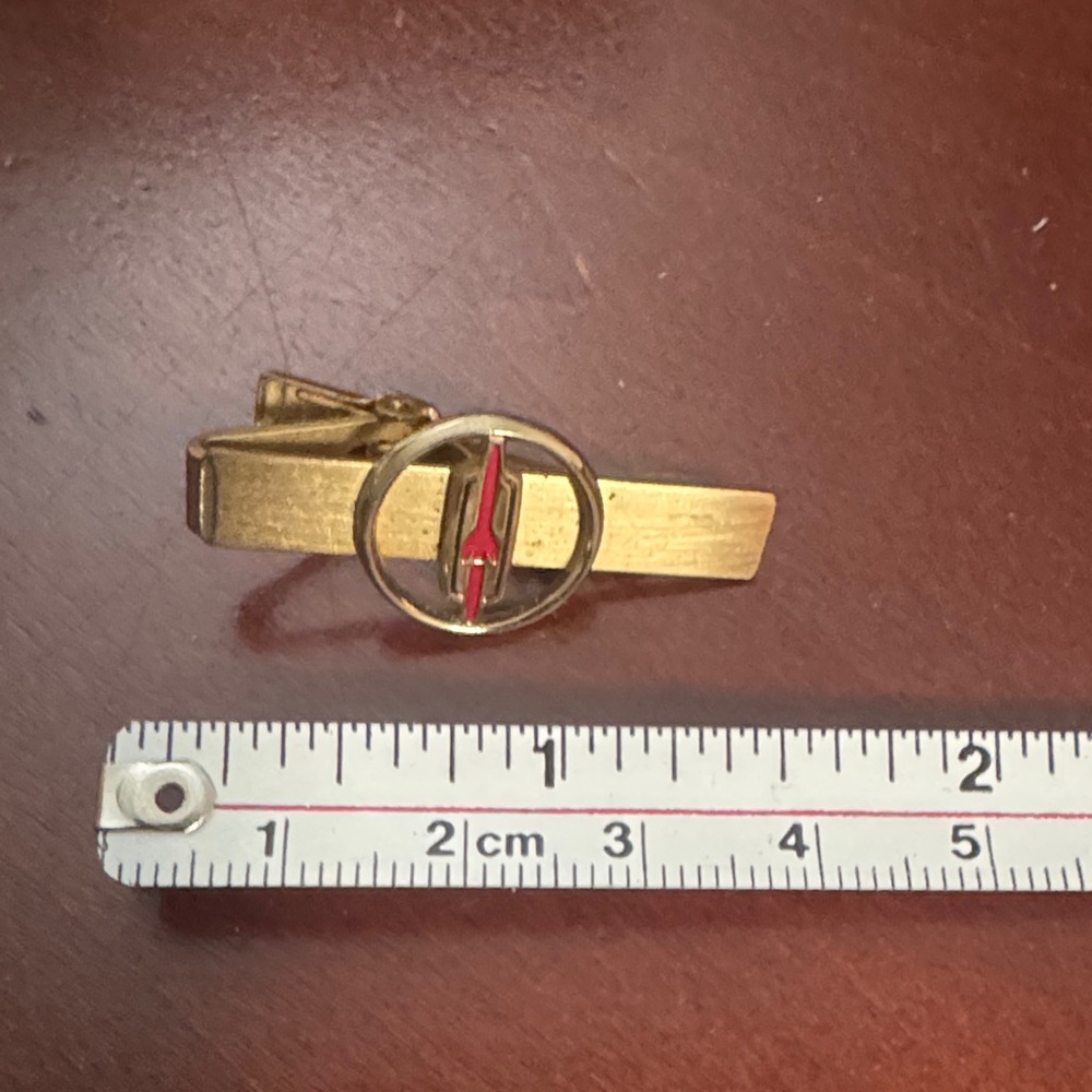 Vintage 1960s Oldsmobile Gold-Tone Tie Clip with Red Accent
